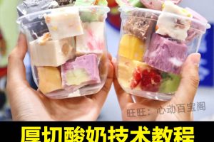 网红厚切酸奶技术配方教程炒酸奶小吃制作技术教程摆摊创业夜市