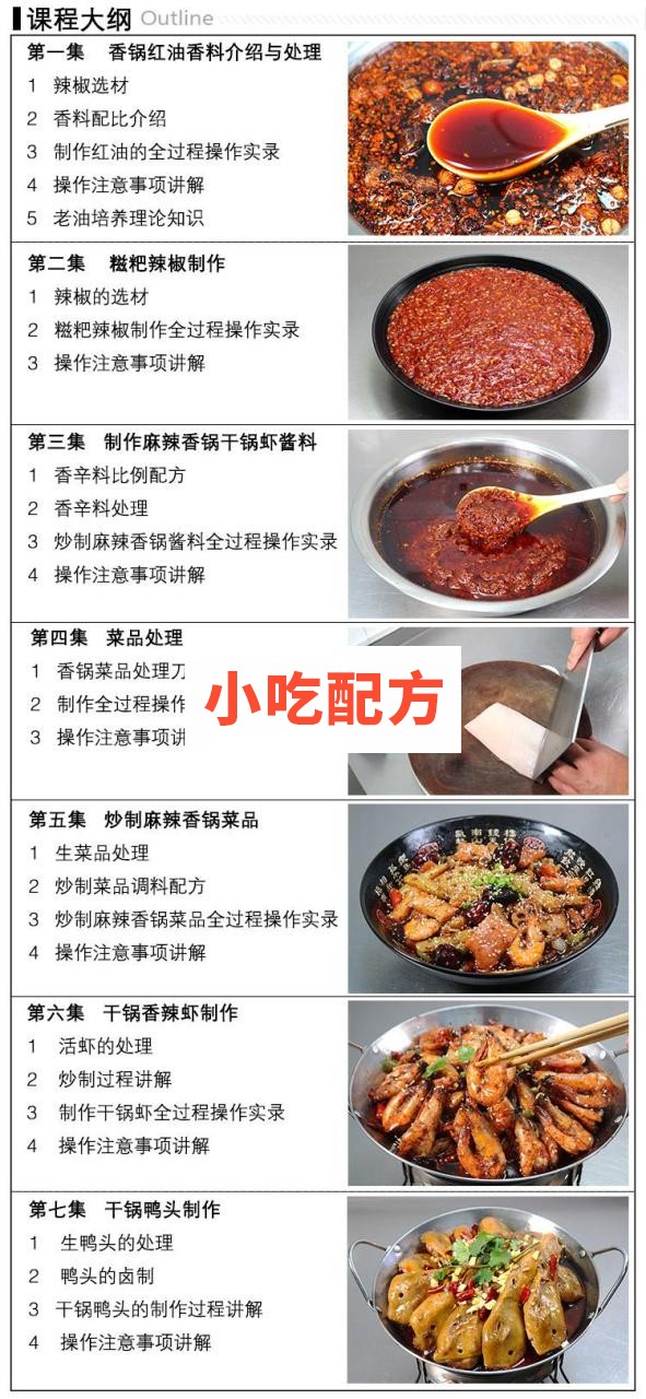 麻辣香锅干锅虾干锅鸭头技术配方视频教程 小吃技术联盟配方资料插图8